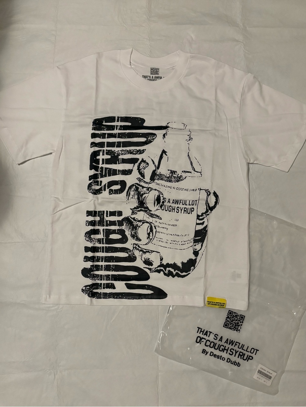 White Short-Sleeve Graphic Tee with Cough Syrup Print
